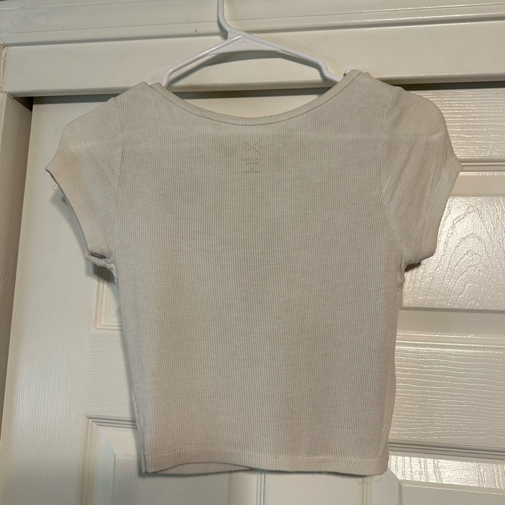 PacSun Cream Ribbed Crop Top - Picture 2 of 2